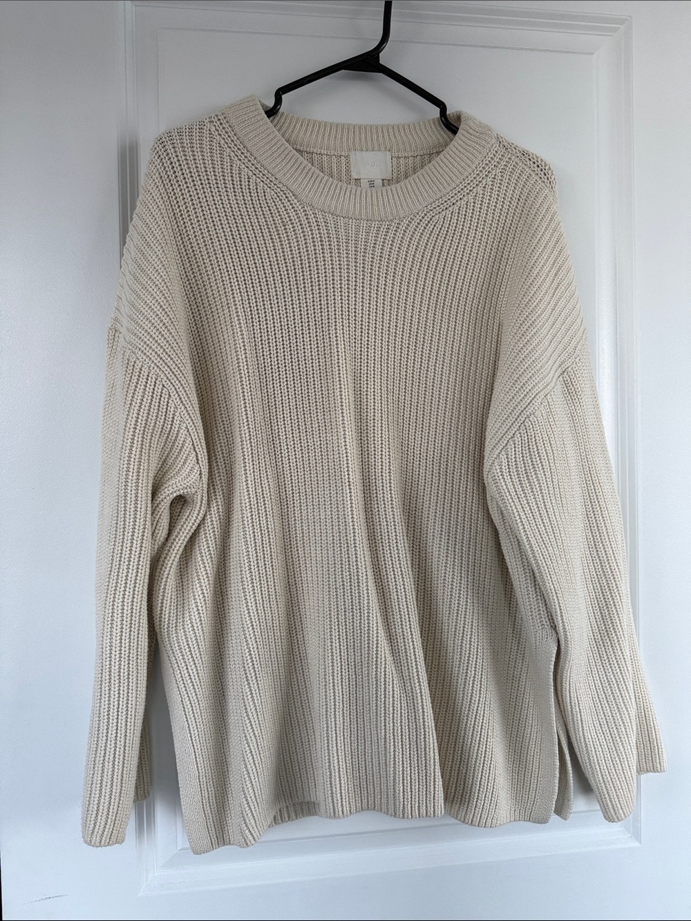 H&M Cream Chunky Rib Crewneck Sweater